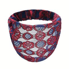 4pcs Lace Flower Pattern Headband Elastic Hair Bundle Vintage Accessory