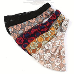 4pcs Lace Flower Pattern Headband Elastic Hair Bundle Vintage Accessory
