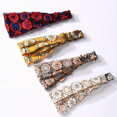 4pcs Lace Flower Pattern Headband Elastic Hair Bundle Vintage Accessory