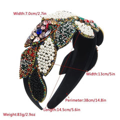 Boho Hair Band Rhinestone Faux Pearl Leaf Head Hoop