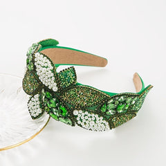 Boho Hair Band Rhinestone Faux Pearl Leaf Head Hoop