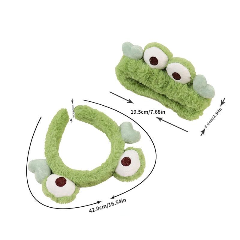 2pcs Cartoon Frog Headband Stretchy Flurry Headdress Hair Accessories