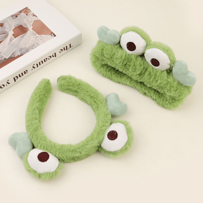 2pcs Cartoon Frog Headband Stretchy Flurry Headdress Hair Accessories