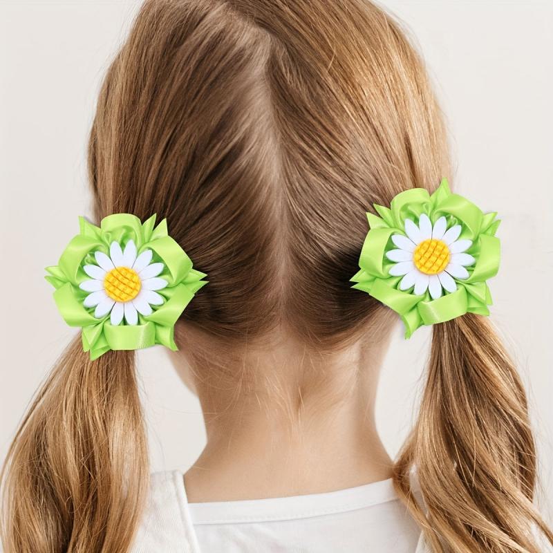 2pcs Daisy Hair Clips for Baby Girls - Flower Duck Billed Clips for Toddler