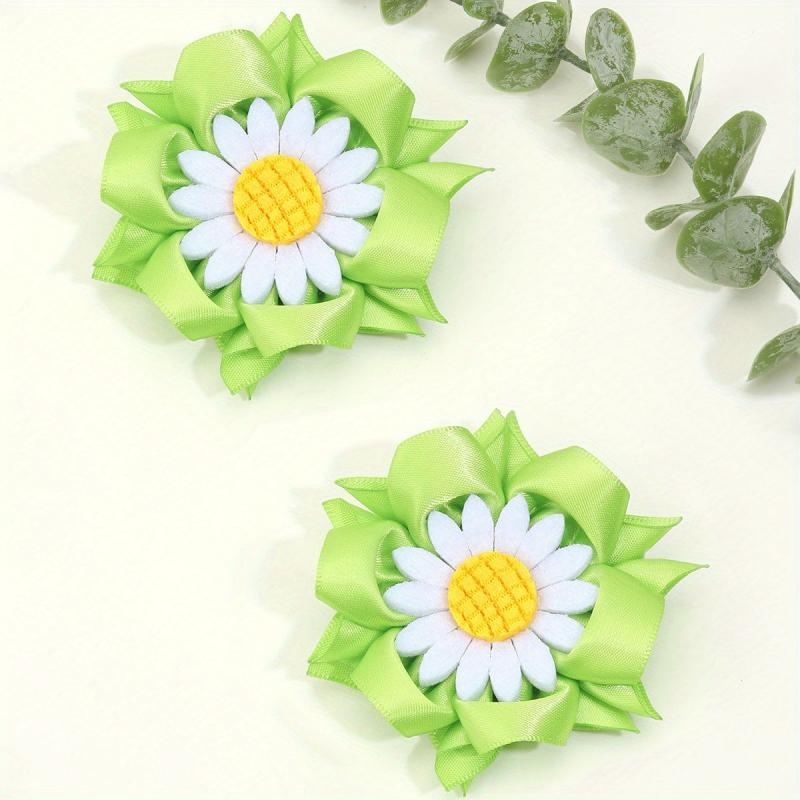 2pcs Daisy Hair Clips for Baby Girls - Flower Duck Billed Clips for Toddler