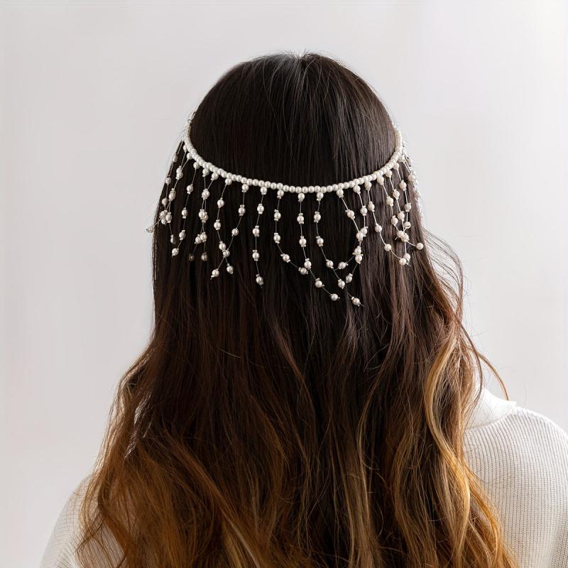 Faux Pearl Beaded Head Piece Head Jewelry Bridal Wedding Hair Accessories