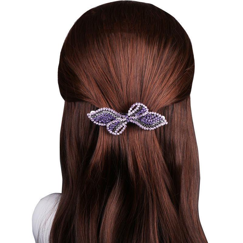 Rhinestone Bowknot Hair Clip Vintage French Barrette Headwear