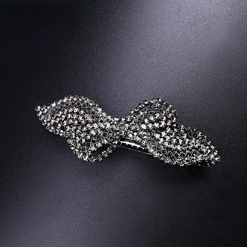 Rhinestone Bowknot Hair Clip Vintage French Barrette Headwear