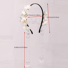 Vintage Chinese Style Hanfu Hairband with Flower Tassel