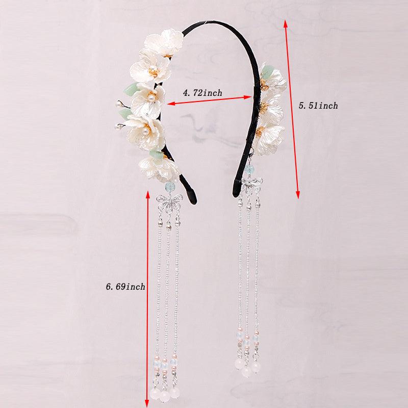Vintage Chinese Style Hanfu Hairband with Flower Tassel