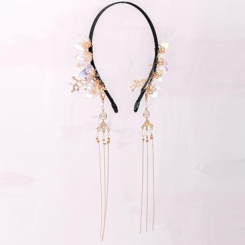 Vintage Chinese Style Hanfu Hairband with Flower Tassel