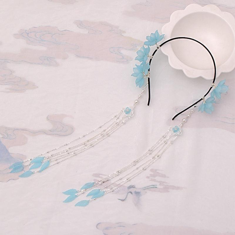 Vintage Chinese Style Hanfu Hairband with Flower Tassel