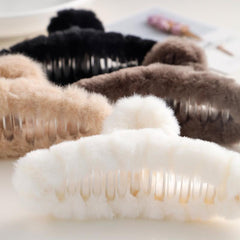 4pcs Plush Hair Claw Hair Clips Winter Styling Accessories Women Girls