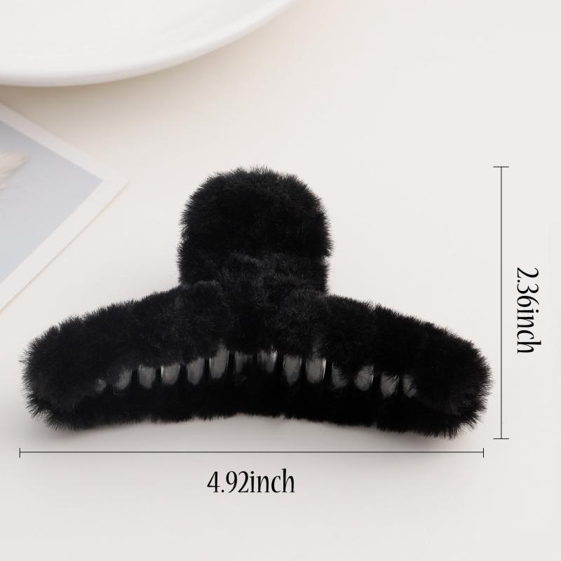 4pcs Plush Hair Claw Hair Clips Winter Styling Accessories Women Girls