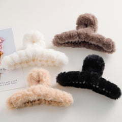 4pcs Plush Hair Claw Hair Clips Winter Styling Accessories Women Girls