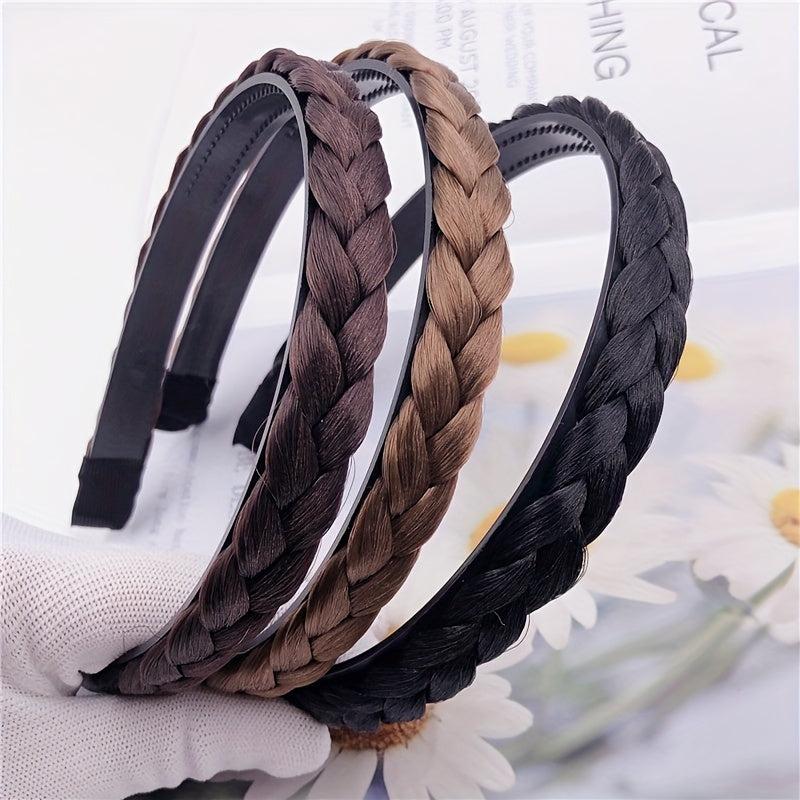 Braided Headband Stretch Weave Head Hoop Pigtail Wig