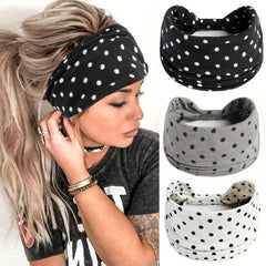 Polka Dot Wide Brim Headband Elastic Hairband Bundle
