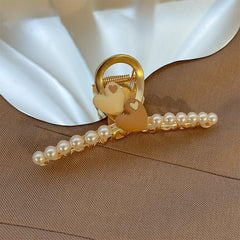 Metal Faux Pearl Hair Claw Large Shark Claw Ponytail Holder Hair Accessories