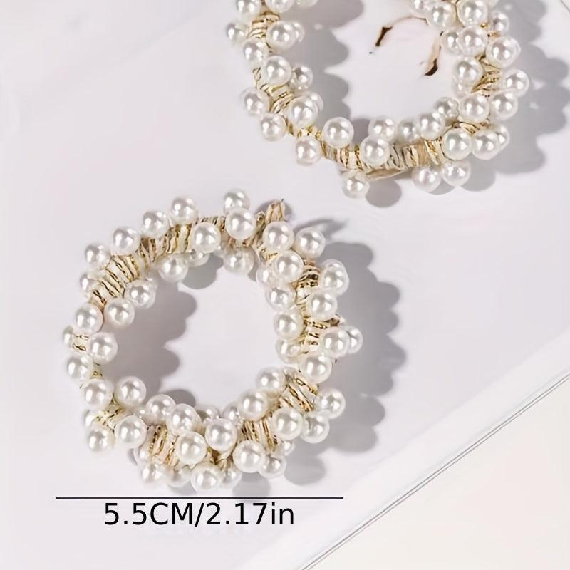 Faux Pearl Hair Tie Style Hair Rope Elastic Hair Ring Ponytail Holder