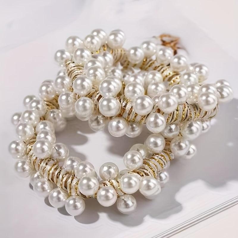 Faux Pearl Hair Tie Style Hair Rope Elastic Hair Ring Ponytail Holder
