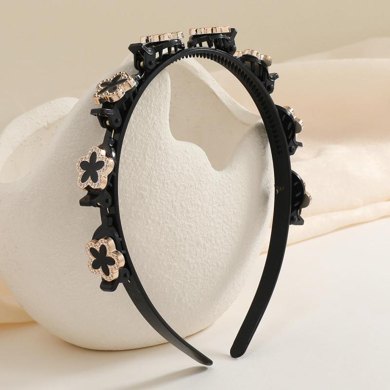 Double Layer Twist Rhinestone Headband for Women with Clips