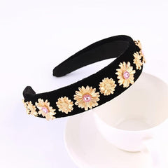 Alloy Flower Rhinestone Headband Prom Party Hair Band for Women Girls