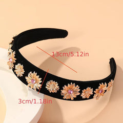 Alloy Flower Rhinestone Headband Prom Party Hair Band for Women Girls