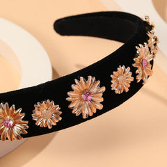 Alloy Flower Rhinestone Headband Prom Party Hair Band for Women Girls