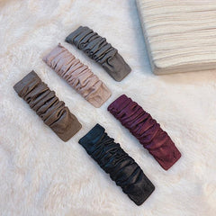 5pcs Pleated PU Leather Snap Clip Style Hair Clip Hairpin Women Girls