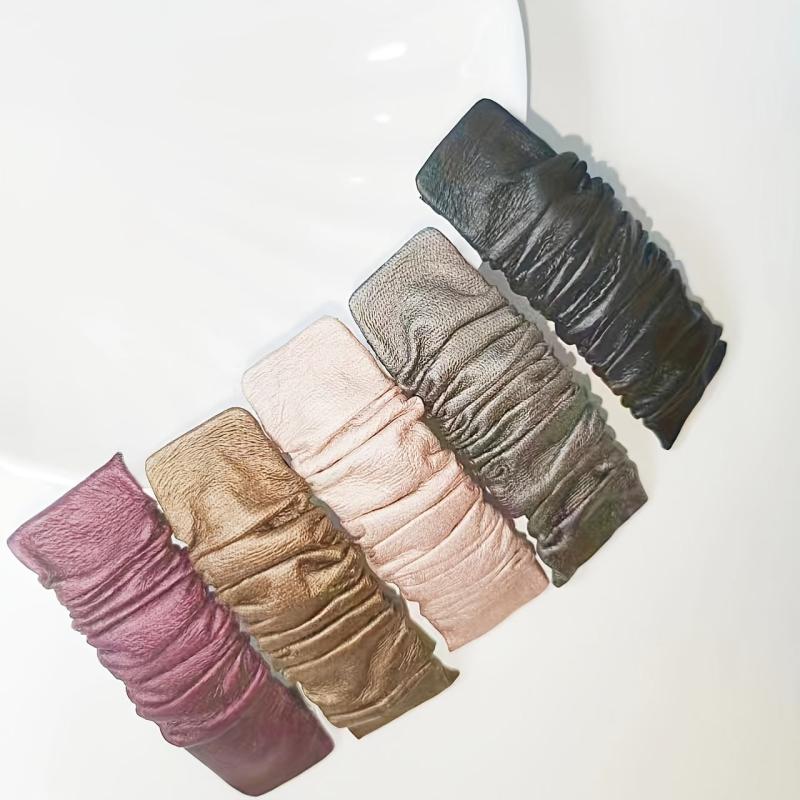 5pcs Pleated PU Leather Snap Clip Style Hair Clip Hairpin Women Girls