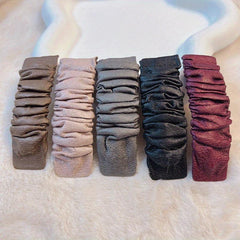 5pcs Pleated PU Leather Snap Clip Style Hair Clip Hairpin Women Girls