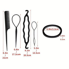 500-1000pcs Elastic Rubber Bands + 4pcs Hair Styler Bun Maker