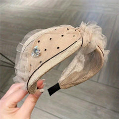 Polka Dot Headband Lace Mesh Cross Knotted Hair Accessories