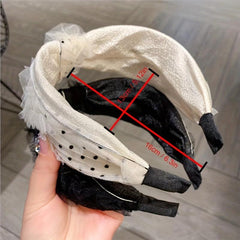 Polka Dot Headband Lace Mesh Cross Knotted Hair Accessories