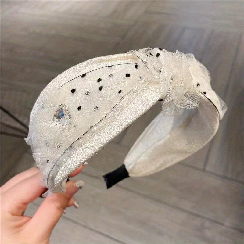 Polka Dot Headband Lace Mesh Cross Knotted Hair Accessories
