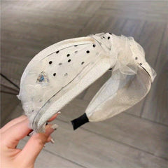 Polka Dot Headband Lace Mesh Cross Knotted Hair Accessories