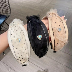 Polka Dot Headband Lace Mesh Cross Knotted Hair Accessories