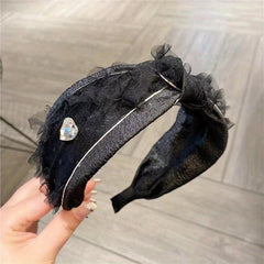 Polka Dot Headband Lace Mesh Cross Knotted Hair Accessories