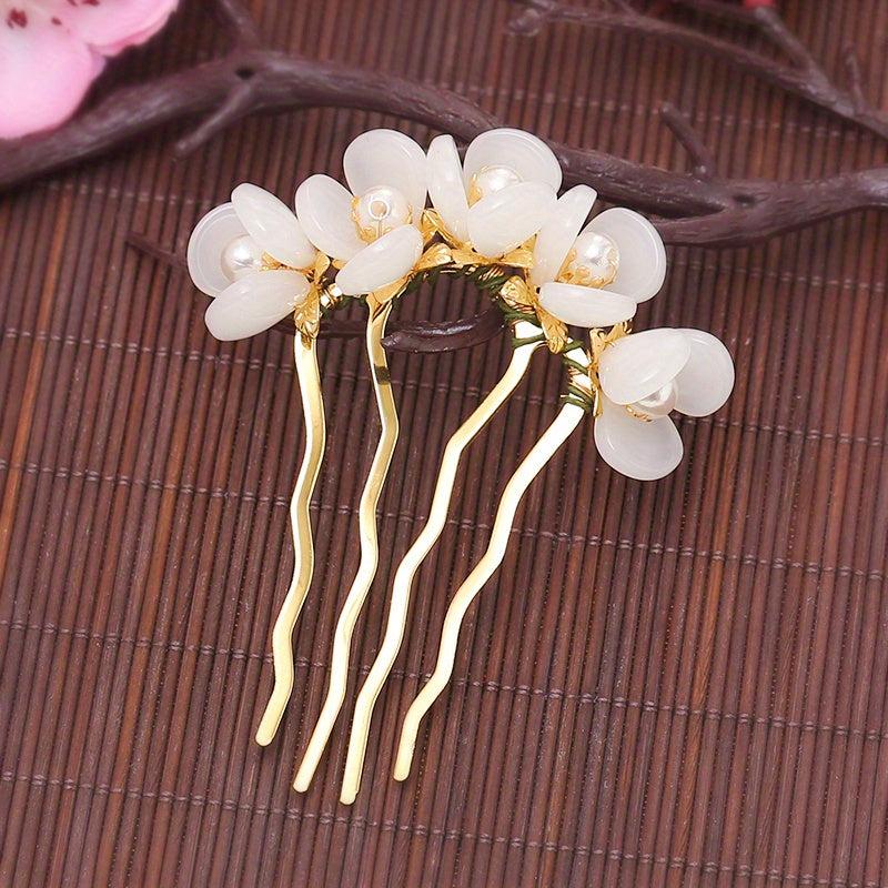 Hanfu Accessories Hair Comb Hairpin Flower Headdress for Women