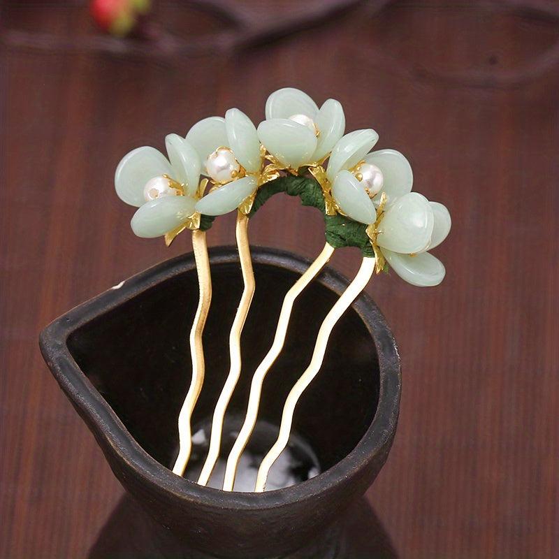 Hanfu Accessories Hair Comb Hairpin Flower Headdress for Women