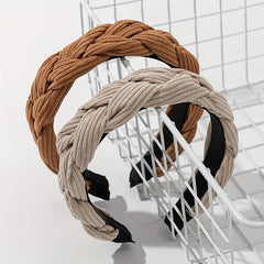 2pcs Braid Stripe Cross Knot Head Hoop Non slip Hair Band Women Girl