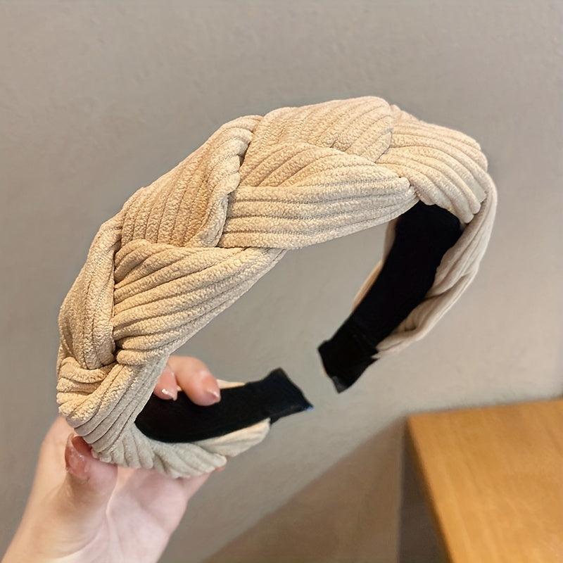 2pcs Braid Stripe Cross Knot Head Hoop Non slip Hair Band Women Girl