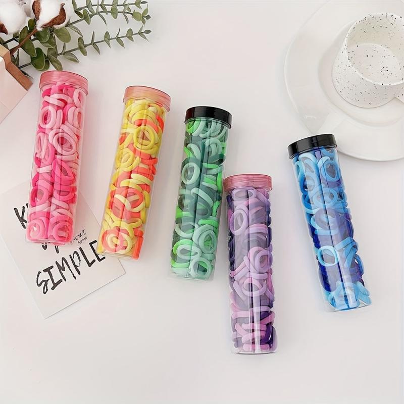100pcs Rainbow Rubber Band Hair Accessories for Girls