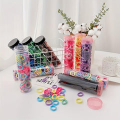100pcs Rainbow Rubber Band Hair Accessories for Girls