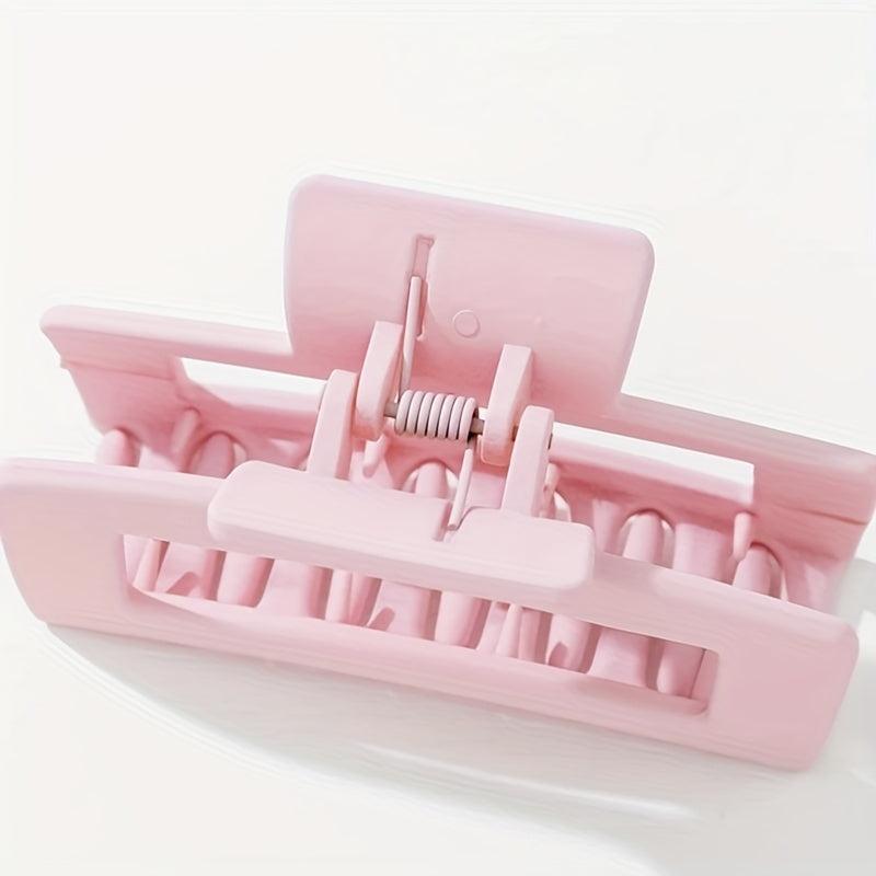 Pink Matte Square Hair Claw Clip Non Slip Strong Hold Grip Hair Jaw Clip