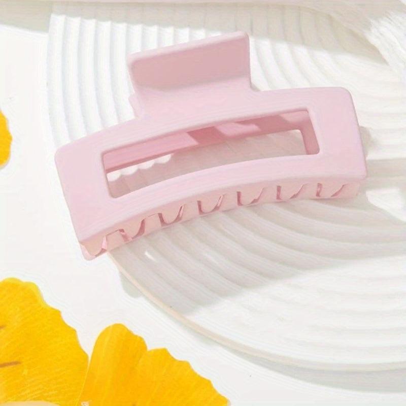 Pink Matte Square Hair Claw Clip Non Slip Strong Hold Grip Hair Jaw Clip