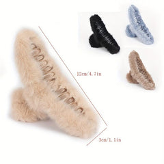 Solid Plush Hair Claw Clip Non Slip Strong Hold Hair Jaw Clip