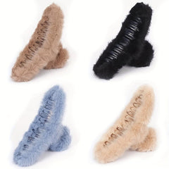 Solid Plush Hair Claw Clip Non Slip Strong Hold Hair Jaw Clip