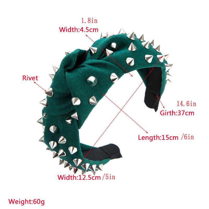 Punk Rivet Headband Wide Brimmed Hair Hoop for Women