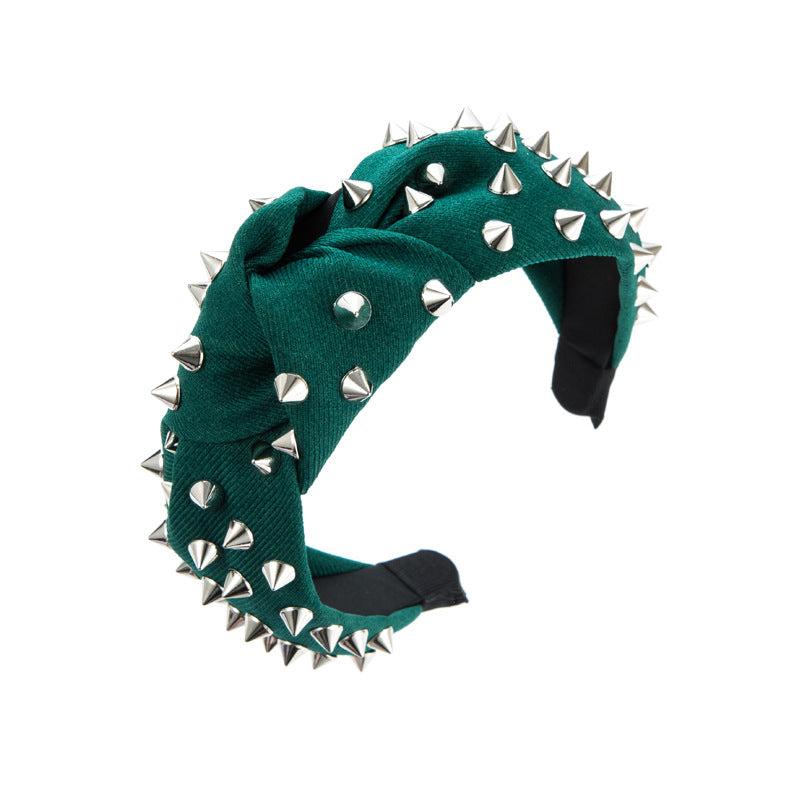Punk Rivet Headband Wide Brimmed Hair Hoop for Women